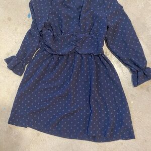 Navy Blue Polka Dot Kids Dress